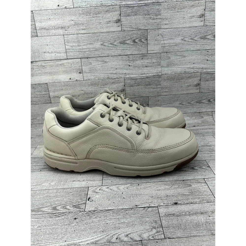 Rockport Men World Tour Classic Leather Walking Shoes Cream CJ1552 Size 10.5W